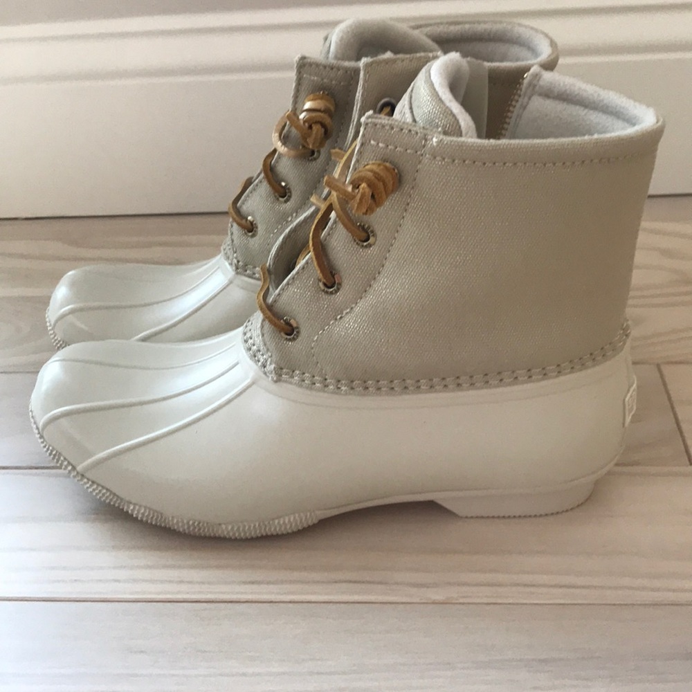 Sperry gold saltwater sparkle textile duck boots